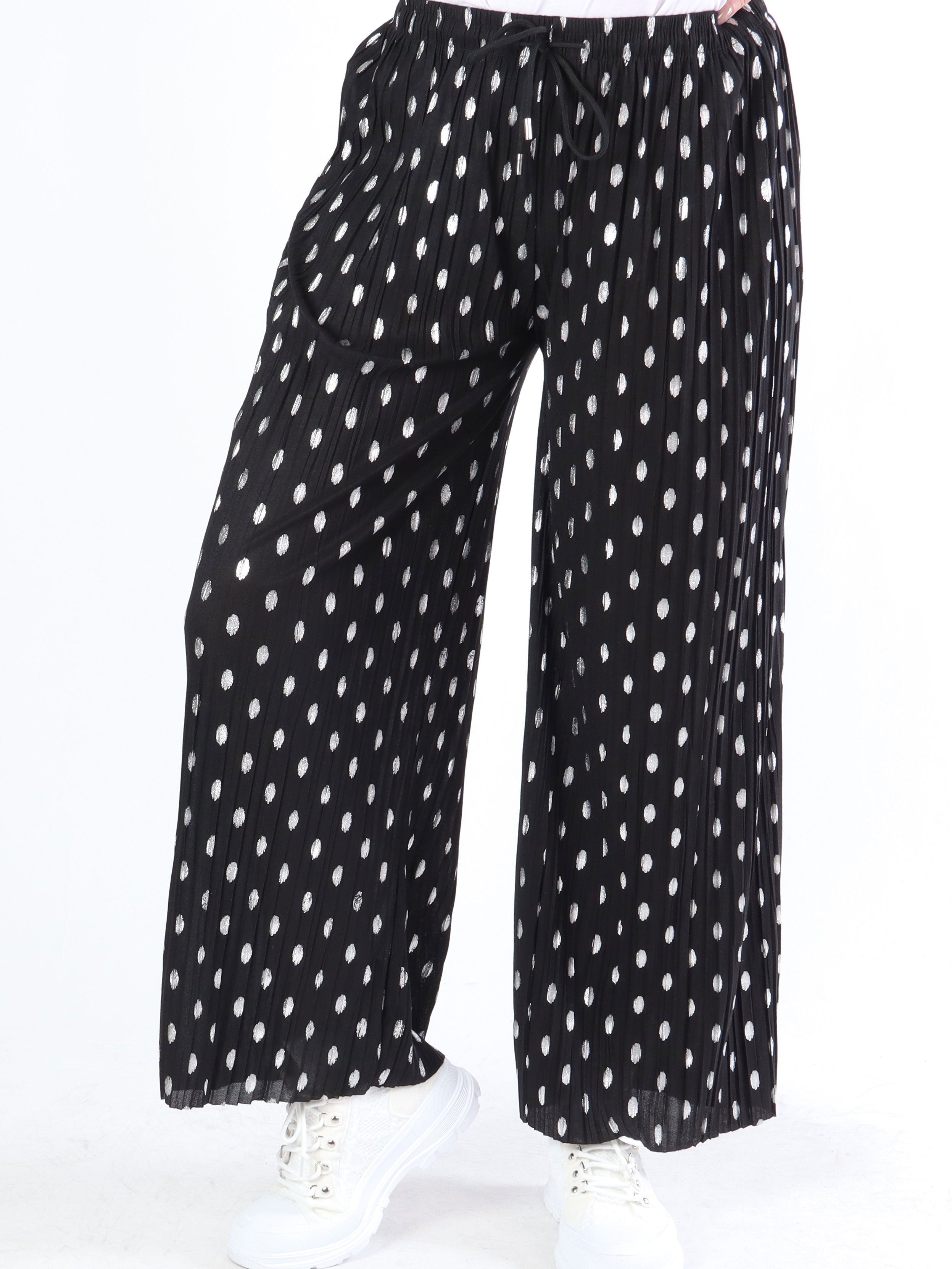 Aleta - Plisserade byxor med prickar